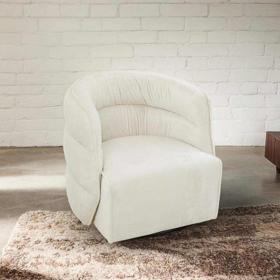 Ashcroft Walden Swivel Chair - Cream Velvet