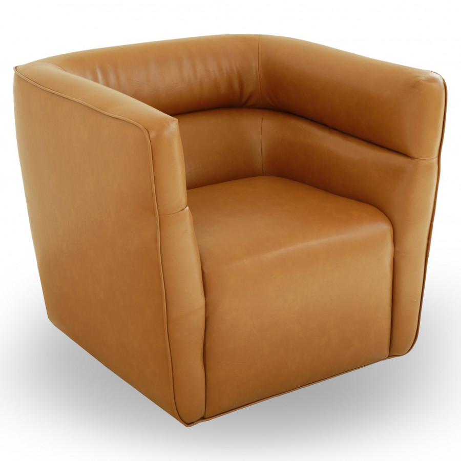 Ashcroft - Callan Swivel Chair - Vegan Tan Leather