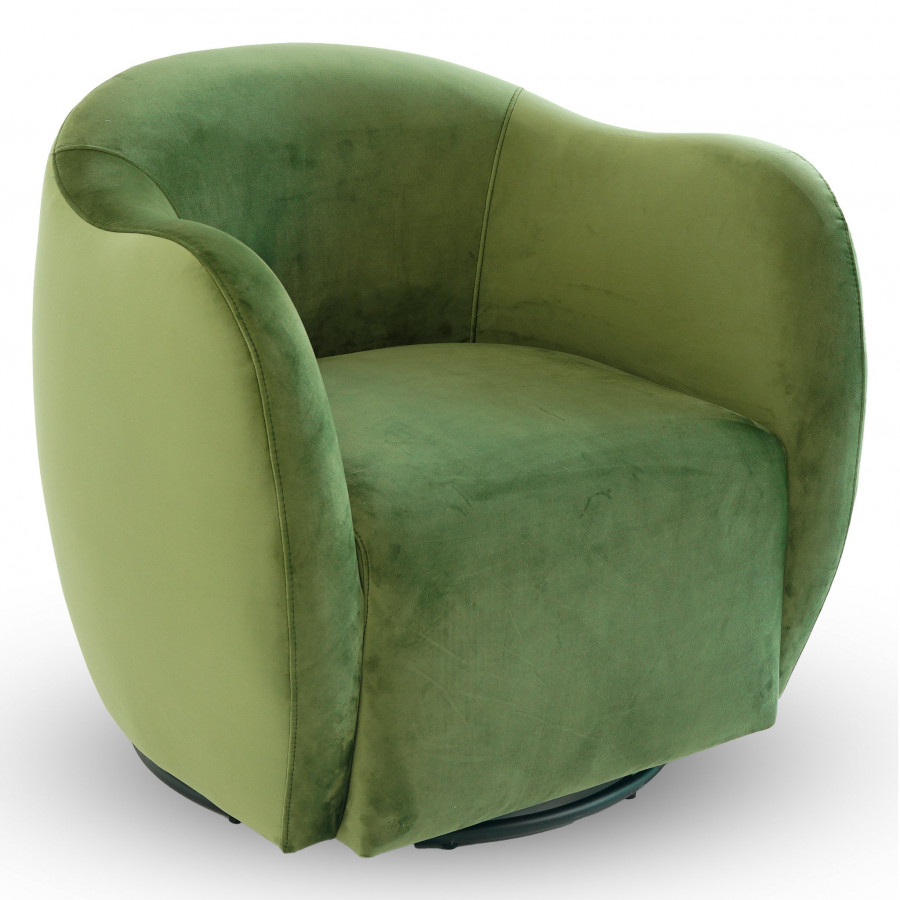 Ashcroft - Renee Swivel Chair - Green Velvet