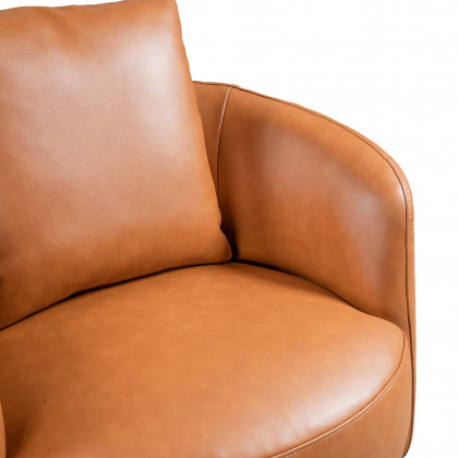 Ashcroft Dylan Lounge Swivel Chair - Cognac Leather