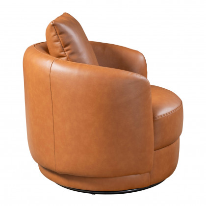 Ashcroft Dylan Lounge Swivel Chair - Cognac Leather