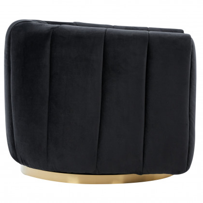 Ashcroft Cosey Velvet Swivel Chair – Black