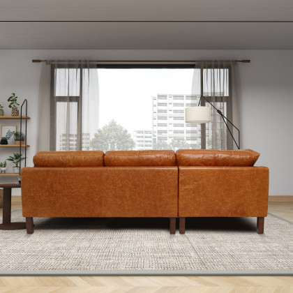 Ashcroft Juno Sectional Leather Sofa - Waxy Cognac, Left Facing