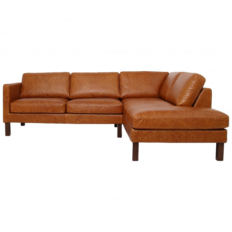 Ashcroft Juno Sectional Leather Sofa - Waxy Cognac, Right Facing