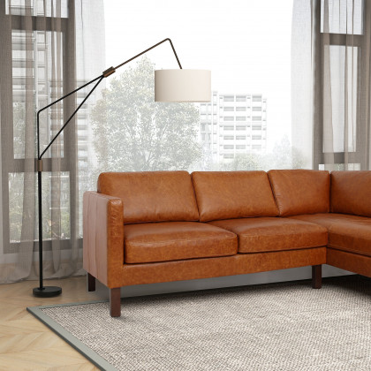 Ashcroft Juno Sectional Leather Sofa - Waxy Cognac, Right Facing