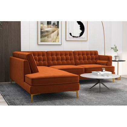 Ashcroft Brooke Sectional Sofa Left Facing - Orange