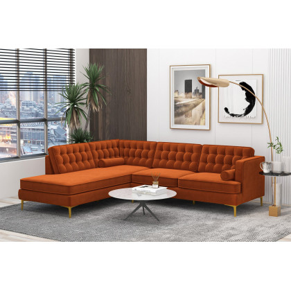 Ashcroft Brooke Sectional Sofa Left Facing - Orange