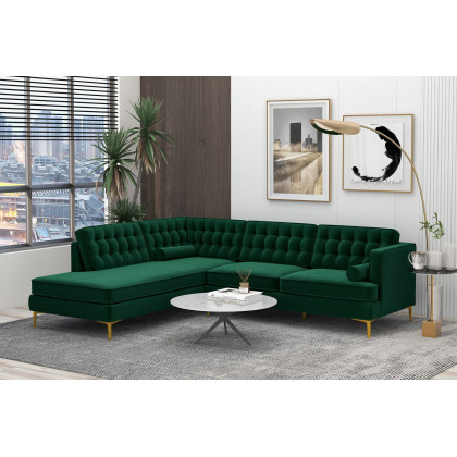 Ashcroft Brooke Sectional Sofa Left Facing - Green
