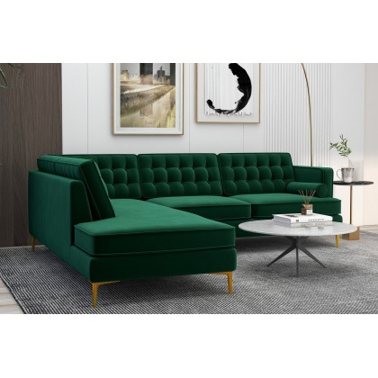 Ashcroft Brooke Sectional Sofa Left Facing - Green