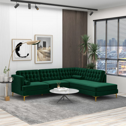 Ashcroft Brooke Sectional Sofa – Green, Right Facing