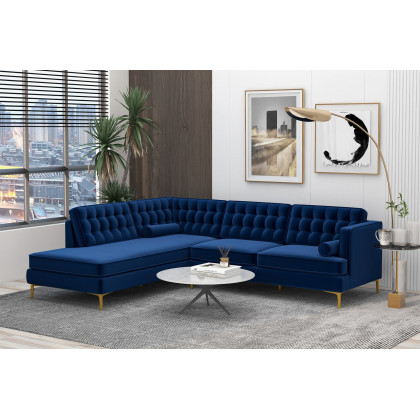 Ashcroft Brooke Sectional Sofa Left Facing - Blue