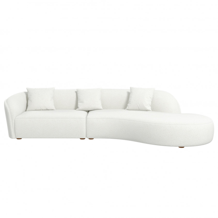 Ashcroft - Elijah Japandi Style 126" Curvy Sectional Sofa -Beige, 126"