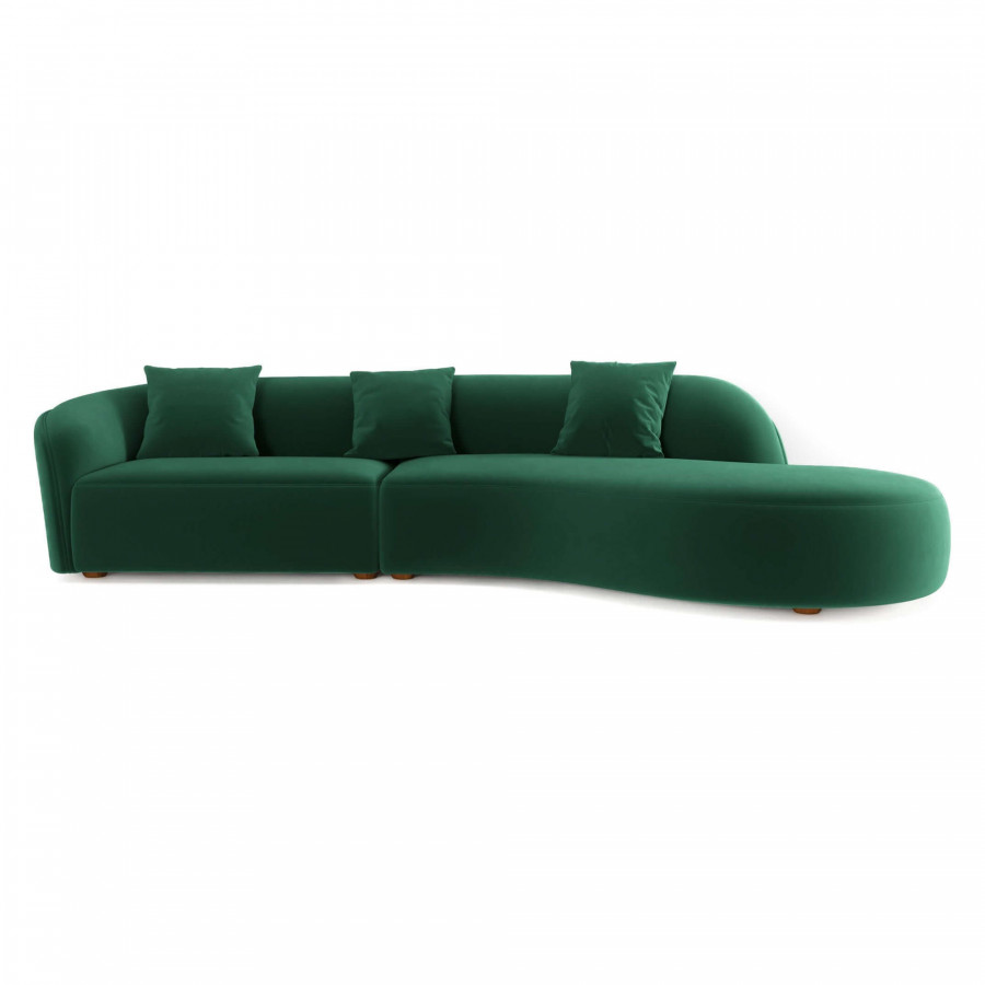 Ashcroft Elijah Japandi Style 126" Curvy Sectional Sofa - Green