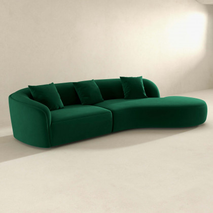 Ashcroft Elijah Japandi Style Curvy Sectional Sofa – Dark Green, 126"