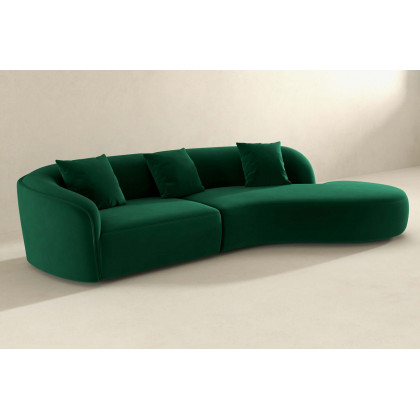 Ashcroft Elijah Japandi Style 126" Curvy Sectional Sofa - Green