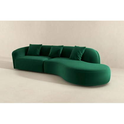 Ashcroft Elijah Japandi Style 126" Curvy Sectional Sofa - Green
