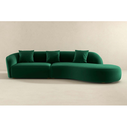 Ashcroft Elijah Japandi Style 126" Curvy Sectional Sofa - Green