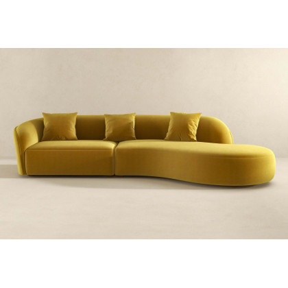 Ashcroft Elijah Japandi Style 126" Curvy Sectional Sofa - Yellow