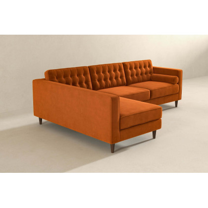 Ashcroft Christian Velvet Sectional Sofa - Burnt Orange, Left Facing