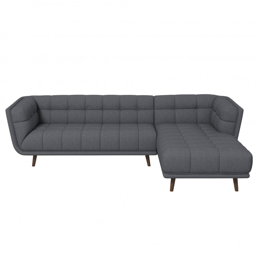Ashcroft Addison Sectional Sofa – Right Facing Chaise, Ash Gray Fabric