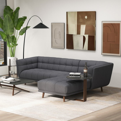 Ashcroft Addison Sectional Sofa – Right Facing Chaise, Ash Gray Fabric