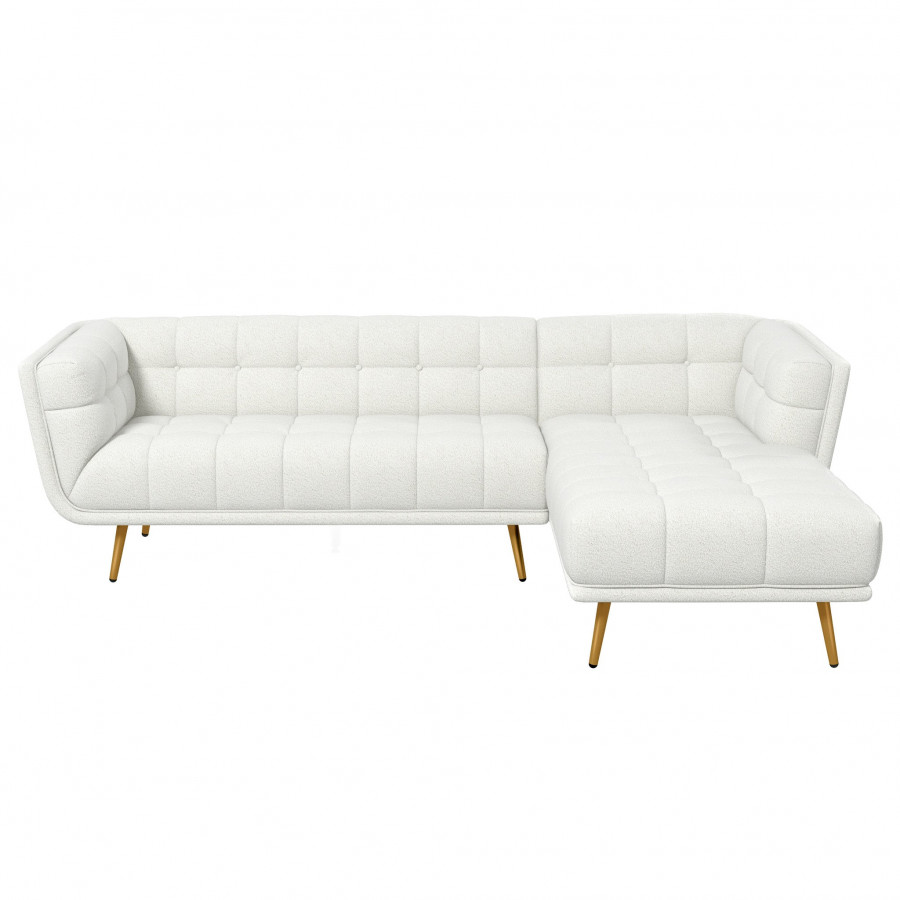 Ashcroft Addison Sectional Sofa – Right Facing Chaise, Cream Boucle