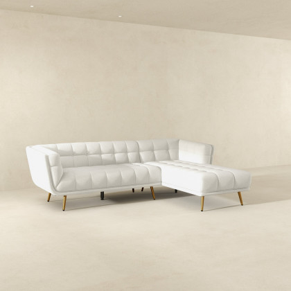 Ashcroft Addison Sectional Sofa – Right Facing Chaise, Cream Boucle