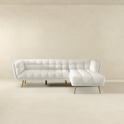 Ashcroft Addison Sectional Sofa – Right Facing Chaise, Cream Boucle