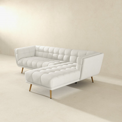 Ashcroft Addison Sectional Sofa – Right Facing Chaise, Cream Boucle