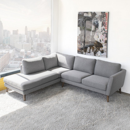 Ashcroft Benson Sectional Sofa – Gray Fabric, Left Facing Chaise