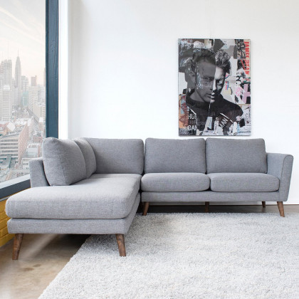 Ashcroft Benson Sectional Sofa – Gray Fabric, Left Facing Chaise