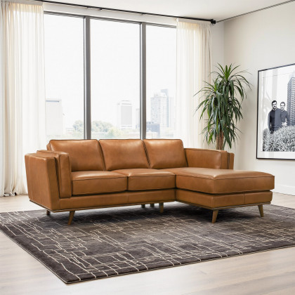Ashcroft Chase Genuine Leather Sectional – Right Facing