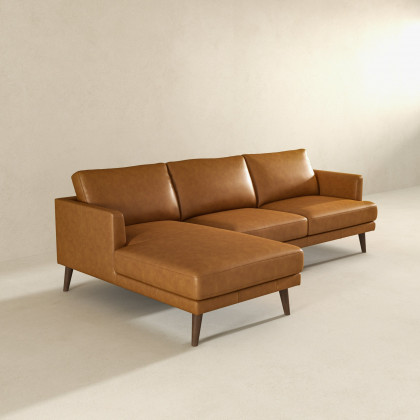 Ashcroft - Lore L-Shaped Genuine Leather Sectional