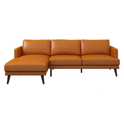 Ashcroft Lore L-Shaped Genuine Leather Sectional - Tan, Left Facing