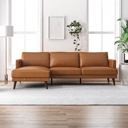 Ashcroft - Lore L-Shaped Genuine Leather Sectional