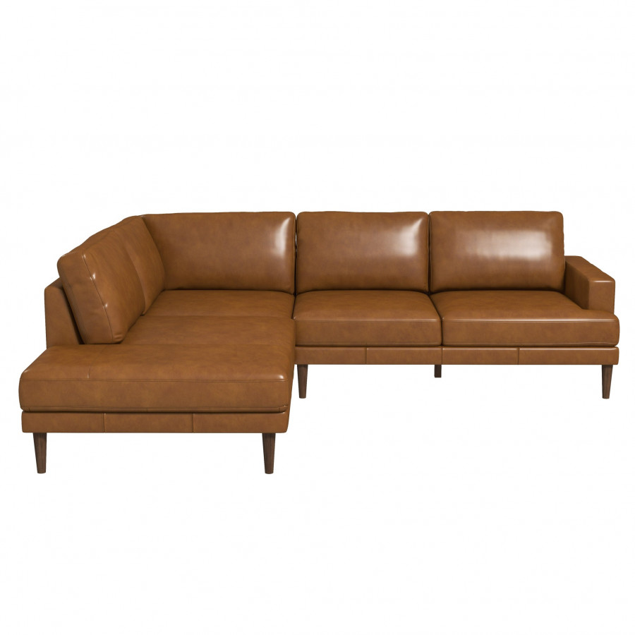 Ashcroft - Corbin Left-Facing Tan Leather Sectional Sofa