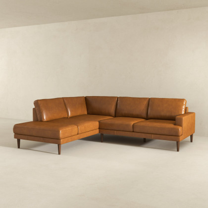 Ashcroft - Corbin Left-Facing Tan Leather Sectional Sofa
