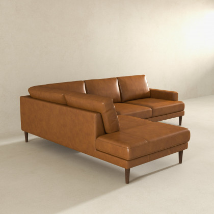 Ashcroft - Corbin Left-Facing Tan Leather Sectional Sofa