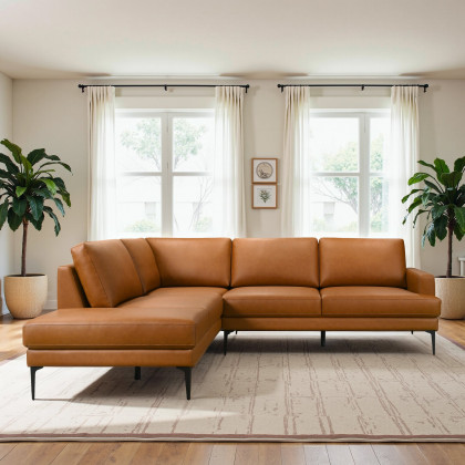 Ashcroft - Bristol Durable Vegan Leather Left-Facing Sectional Sofa