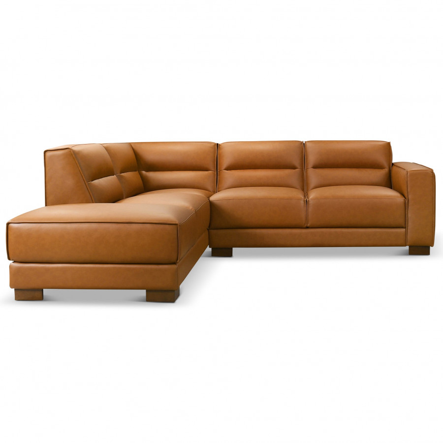 Ashcroft - Muncie L-Shaped Sofa with Plush Cushions & Walnut Wood Legs