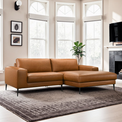 Ashcroft - Easley Mid Century Modern Vegan Leather Wide-Arm Sofa