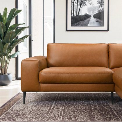 Ashcroft - Easley Mid Century Modern Vegan Leather Wide-Arm Sofa