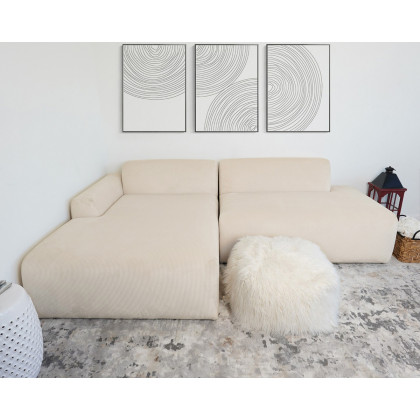 Ashcroft Mar Sectional Velvet Sofa - Cream, Left Facing