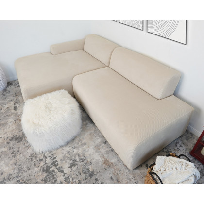 Ashcroft Mar Sectional Velvet Sofa - Cream, Left Facing