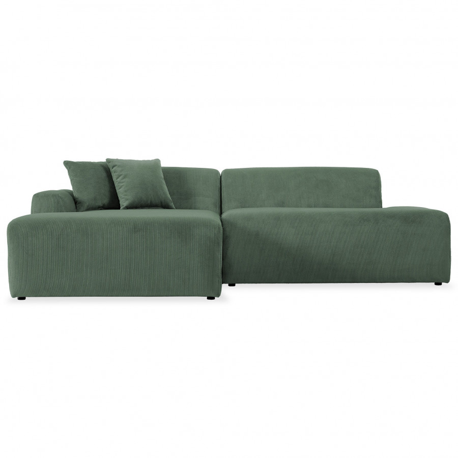 Ashcroft Mar Left Facing Sectional Velvet Sofa – Green
