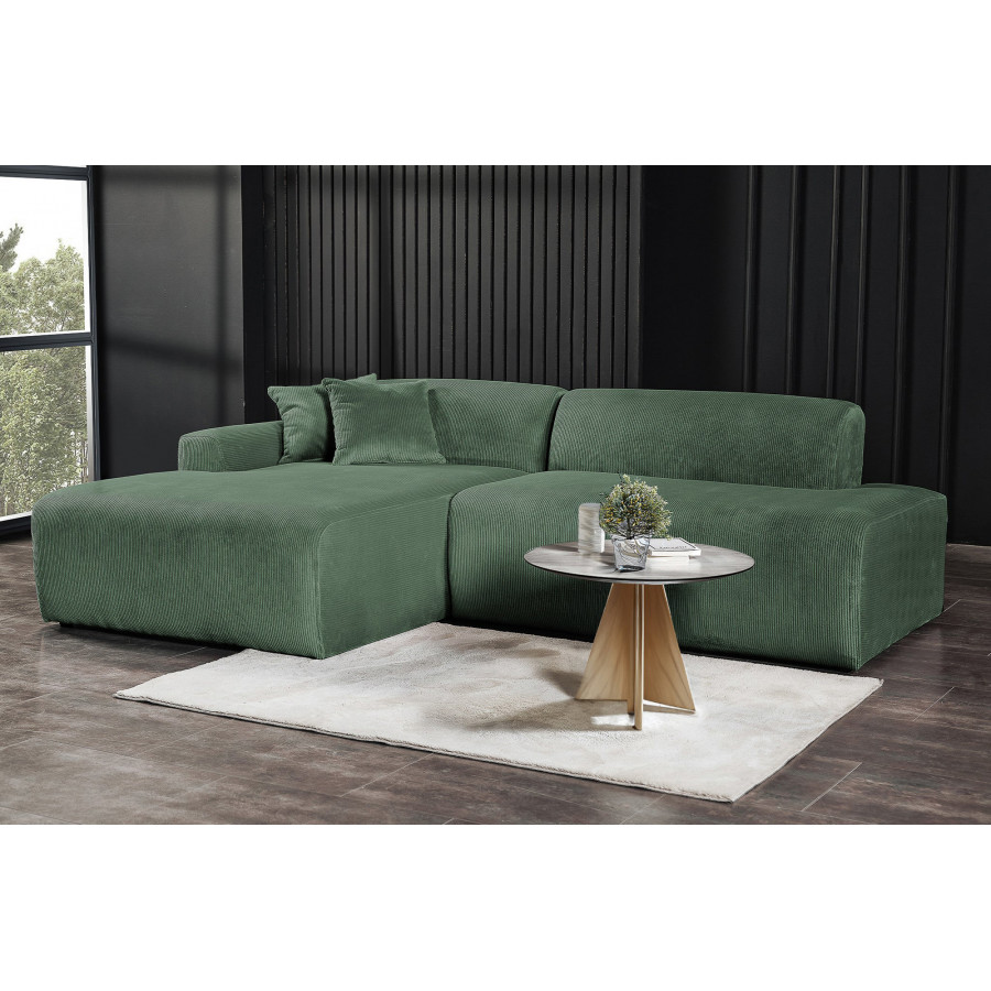Ashcroft Mar Sectional Velvet Sofa - Green, Left Facing
