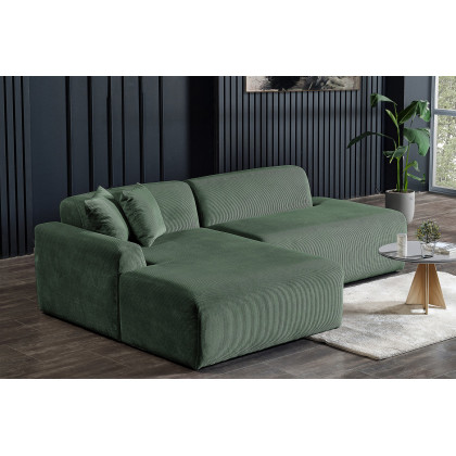 Ashcroft Mar Sectional Velvet Sofa - Green, Left Facing