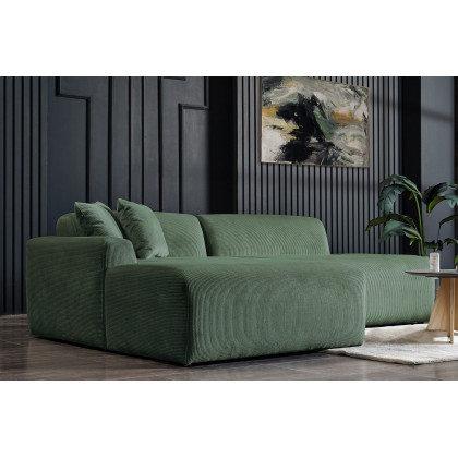Ashcroft Mar Sectional Velvet Sofa - Green, Left Facing