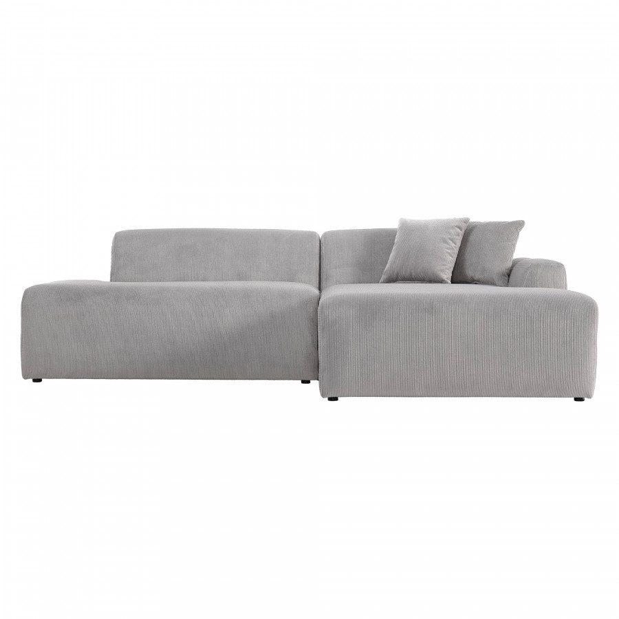 Ashcroft Mar Sectional Velvet Sofa - Gray, Right Facing