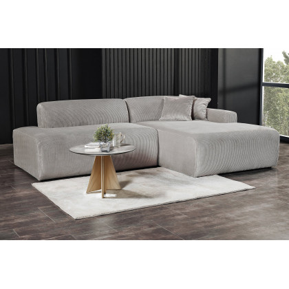 Ashcroft Mar Sectional Velvet Sofa - Gray, Right Facing